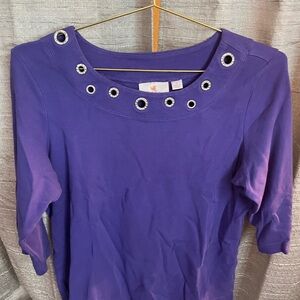 Large purple quaker factory woman’s petite dress top